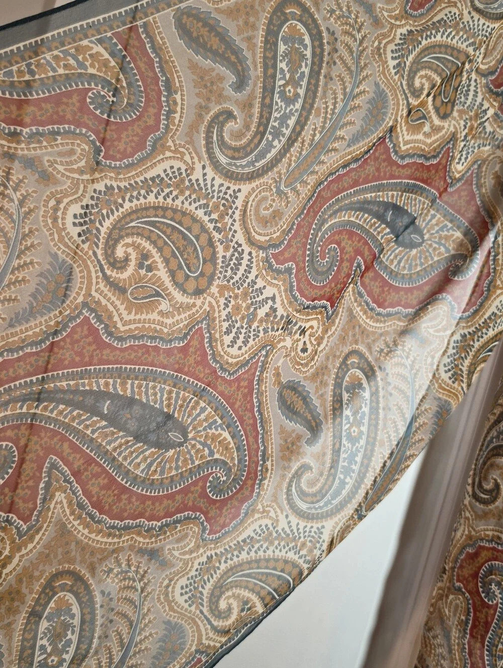 Vintage Paisley Patterned Sheer Silk Scarf Made In Japan